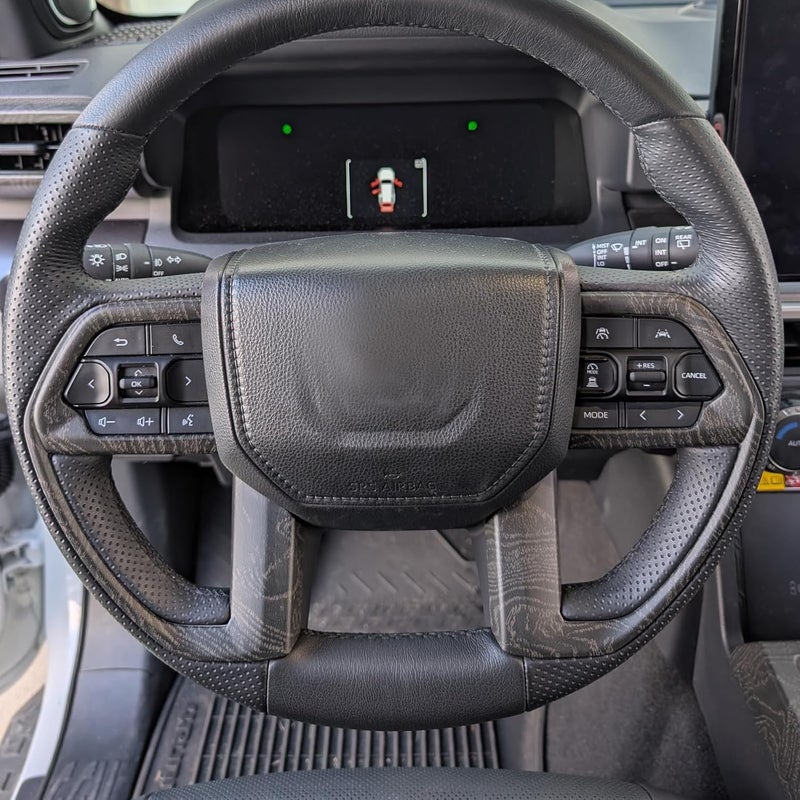BORUIEN For Toyota Tacoma 2024 2025 and 4Runner 2025 Interior Accessories Center Console ABS Dashboard Cover Decor StylingTrim (Black Wood Grain, Steering Decor) - Image 1